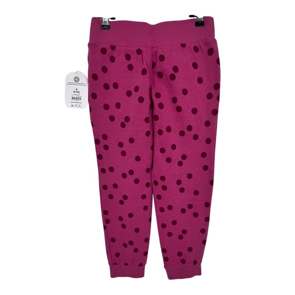 Pink Polka Dot Jogger Sweatpants Girls S 6-6X Fleece Drawstring Wonder Nation - Picture 3 of 9